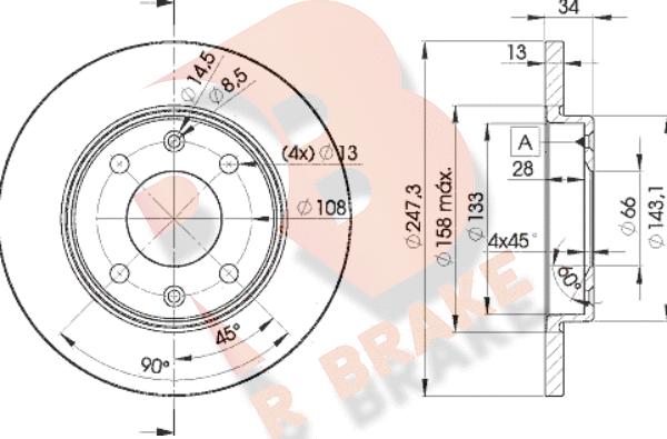 R Brake 78RBD24298 - Гальмівний диск autocars.com.ua