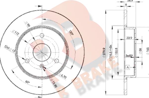 R Brake 78RBD24341 - Гальмівний диск autocars.com.ua