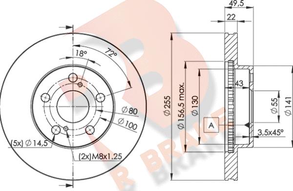 R Brake 78RBD24413 - Гальмівний диск autocars.com.ua