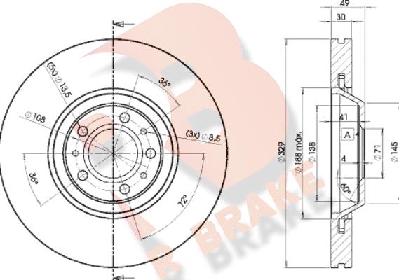 R Brake 78RBD24608 - Гальмівний диск autocars.com.ua