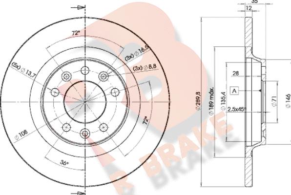 R Brake 78RBD24609 - Гальмівний диск autocars.com.ua