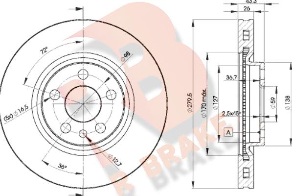 R Brake 78RBD24620 - Гальмівний диск autocars.com.ua