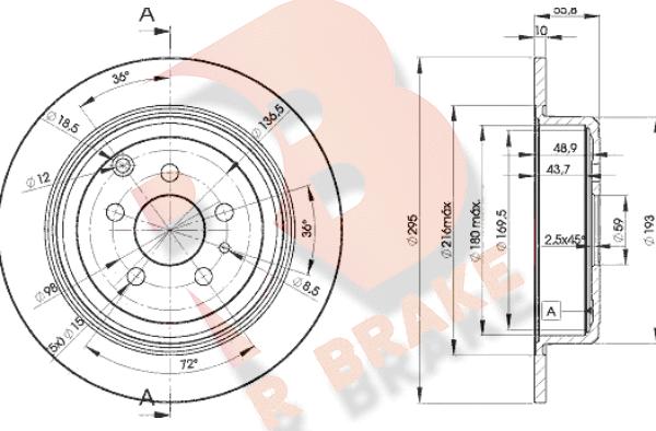 R Brake 78RBD24621 - Гальмівний диск autocars.com.ua