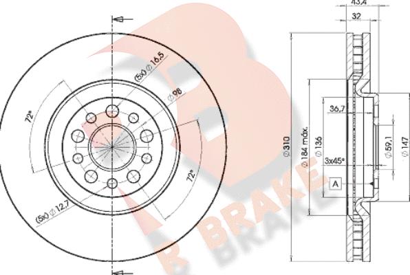 R Brake 78RBD24684 - Гальмівний диск autocars.com.ua