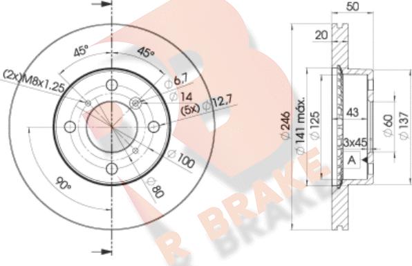 R Brake 78RBD24801 - Гальмівний диск autocars.com.ua