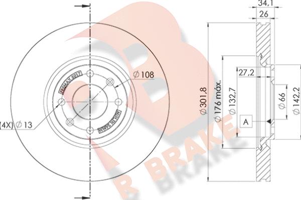 R Brake 78RBD25017 - Гальмівний диск autocars.com.ua