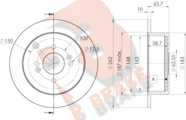 R Brake 78RBD25102 - Гальмівний диск autocars.com.ua