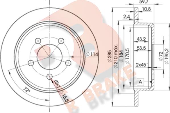 R Brake 78RBD25116 - Гальмівний диск autocars.com.ua