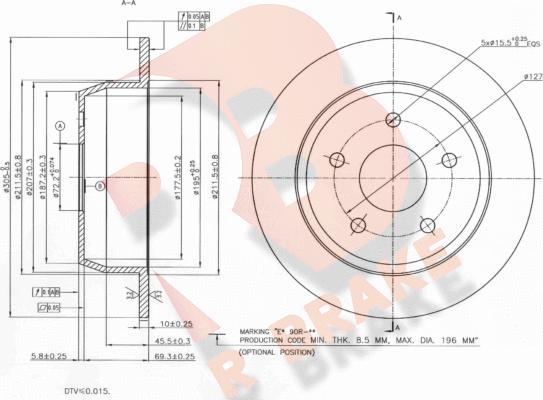 R Brake 78RBD25118 - Тормозной диск autodnr.net