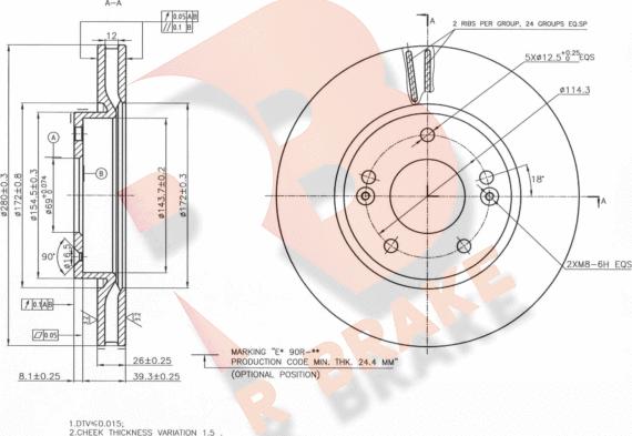 R Brake 78RBD25158 - Гальмівний диск autocars.com.ua