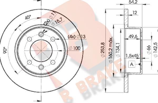 R Brake 78RBD25166 - Тормозной диск autodnr.net