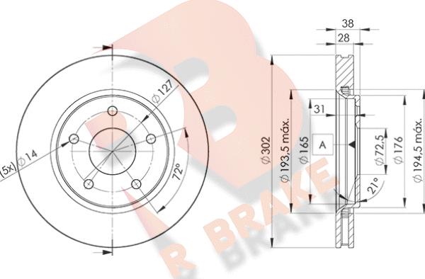 R Brake 78RBD25170 - Гальмівний диск autocars.com.ua