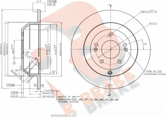 R Brake 78RBD25185 - Гальмівний диск autocars.com.ua