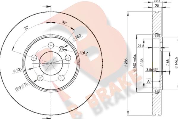 R Brake 78RBD25302 - Гальмівний диск autocars.com.ua