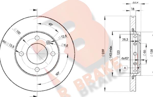 R Brake 78RBD25303 - Гальмівний диск autocars.com.ua