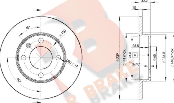 R Brake 78RBD25304 - Гальмівний диск autocars.com.ua