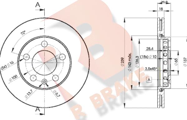 R Brake 78RBD25308 - Гальмівний диск autocars.com.ua