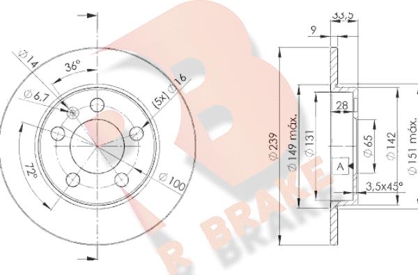 R Brake 78RBD25311 - Гальмівний диск autocars.com.ua