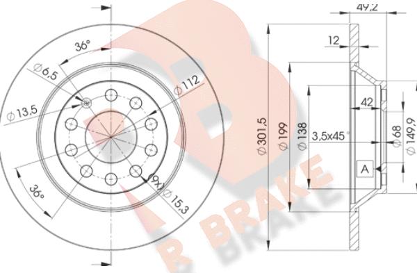 R Brake 78RBD25313 - Гальмівний диск autocars.com.ua