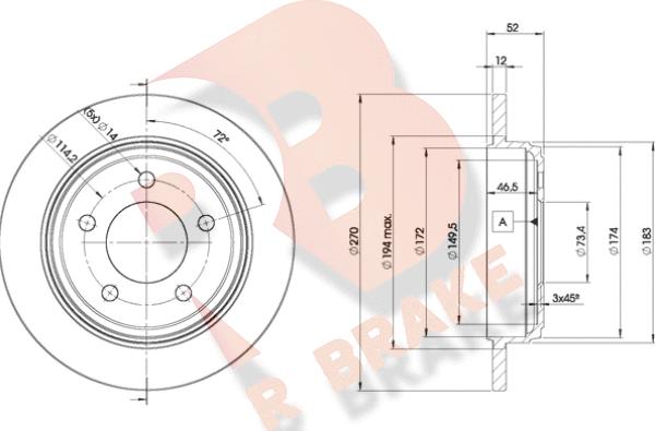 R Brake 78RBD25356 - Гальмівний диск autocars.com.ua