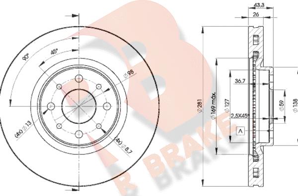 R Brake 78RBD25546 - Гальмівний диск autocars.com.ua