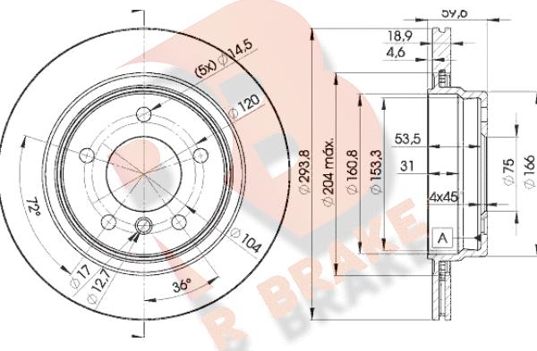 R Brake 78RBD25563 - Гальмівний диск autocars.com.ua