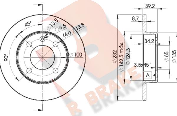 R Brake 78RBD25608 - Гальмівний диск autocars.com.ua