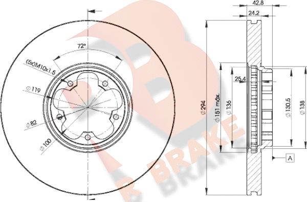 R Brake 78RBD25613 - Гальмівний диск autocars.com.ua