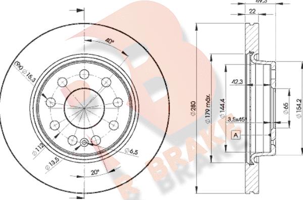 R Brake 78RBD25614 - Гальмівний диск autocars.com.ua