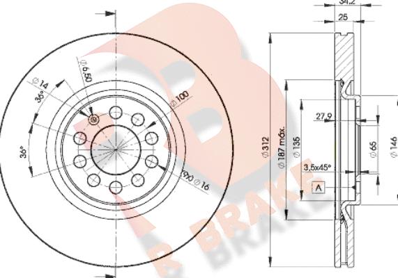 R Brake 78RBD25620 - Гальмівний диск autocars.com.ua