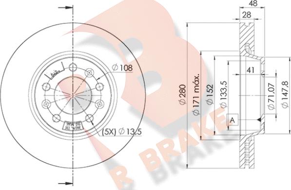 R Brake 78RBD25624 - Гальмівний диск autocars.com.ua