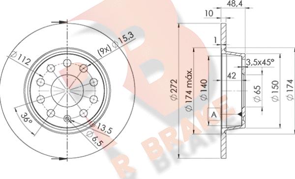 R Brake 78RBD25637 - Гальмівний диск autocars.com.ua