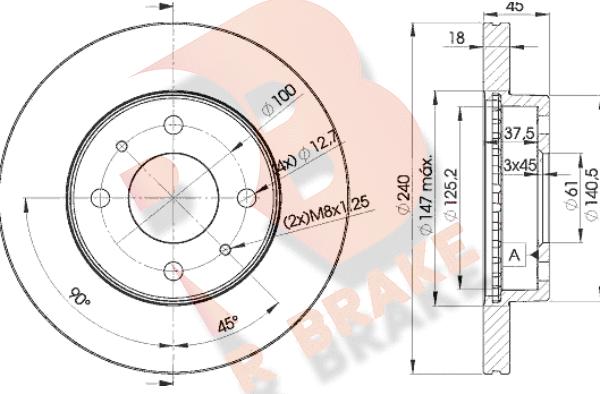 R Brake 78RBD25800 - Гальмівний диск autocars.com.ua