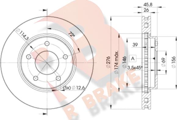 R Brake 78RBD25923 - Гальмівний диск autocars.com.ua