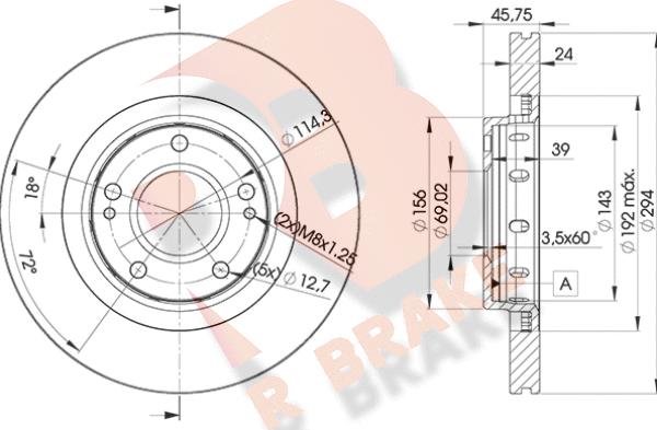 R Brake 78RBD25924 - Гальмівний диск autocars.com.ua