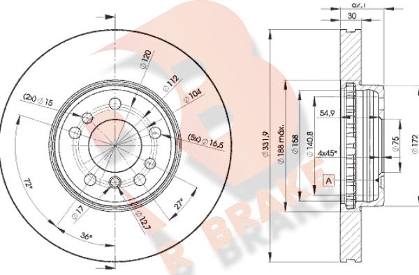 R Brake 78RBD26045 - Гальмівний диск autocars.com.ua