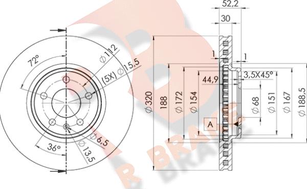 R Brake 78RBD26076 - Гальмівний диск autocars.com.ua