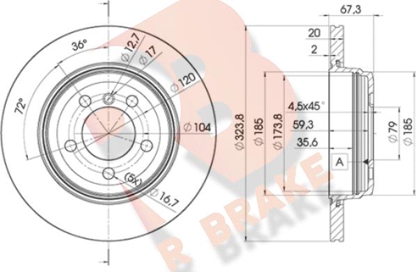 R Brake 78RBD26127 - Гальмівний диск autocars.com.ua