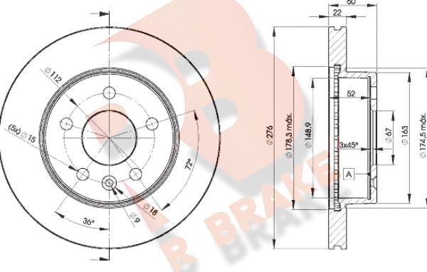 R Brake 78RBD26380 - Гальмівний диск autocars.com.ua