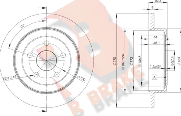 R Brake 78RBD26433 - Гальмівний диск autocars.com.ua