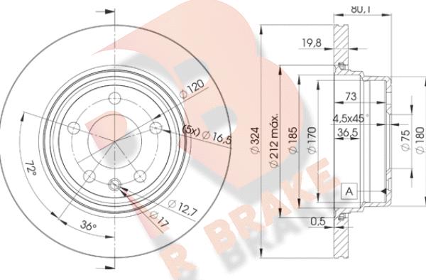 R Brake 78RBD26849 - Гальмівний диск autocars.com.ua