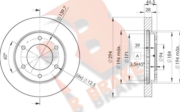 R Brake 78RBD27019 - Гальмівний диск autocars.com.ua