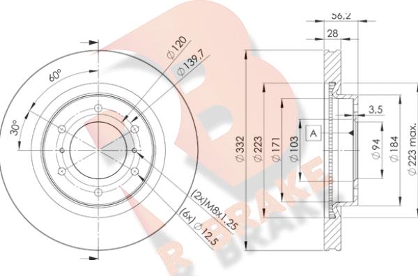 R Brake 78RBD27113 - Гальмівний диск autocars.com.ua