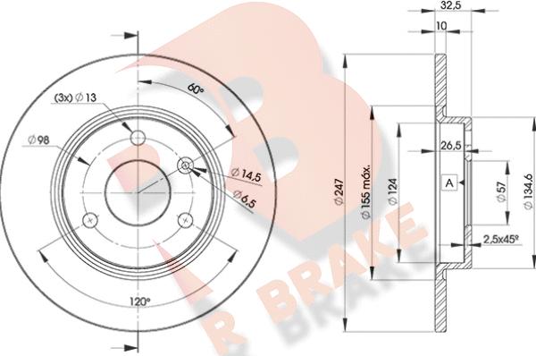 R Brake 78RBD27276 - Гальмівний диск autocars.com.ua