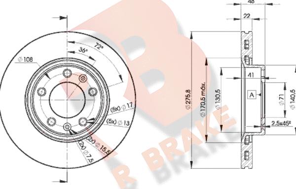 R Brake 78RBD27322 - Гальмівний диск autocars.com.ua