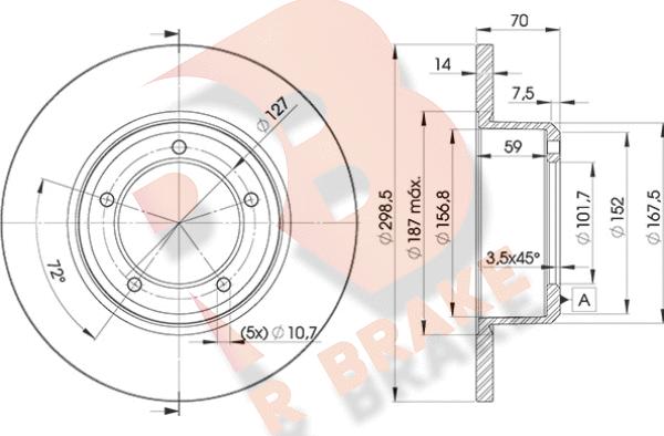 R Brake 78RBD27329 - Гальмівний диск autocars.com.ua