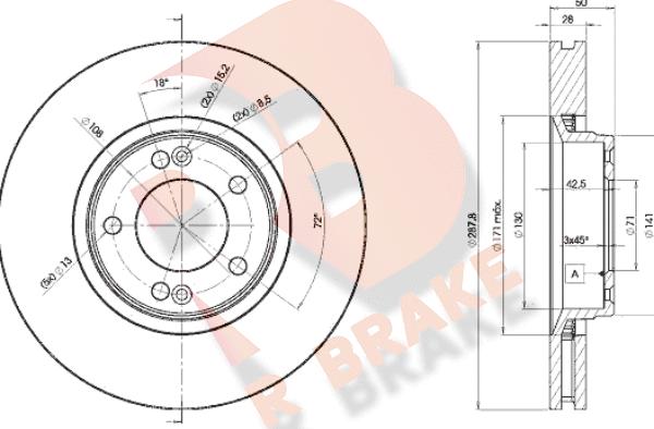 R Brake 78RBD27814 - Гальмівний диск autocars.com.ua