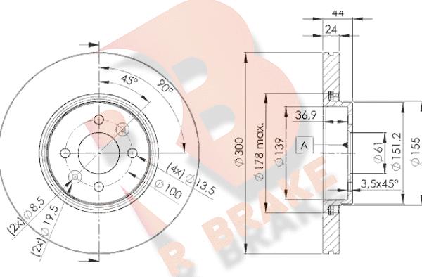 R Brake 78RBD27897 - Гальмівний диск autocars.com.ua