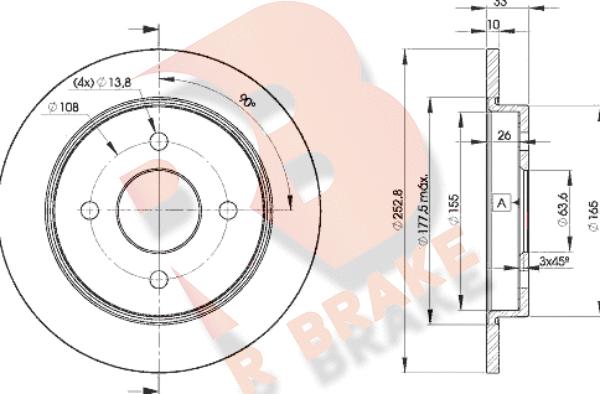 R Brake 78RBD27969 - Гальмівний диск autocars.com.ua