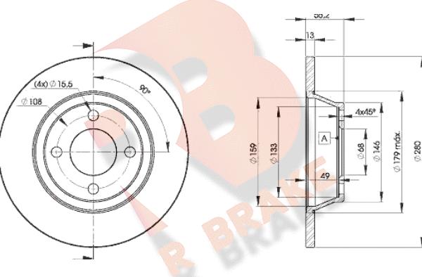 R Brake 78RBD28014 - Тормозной диск autodnr.net